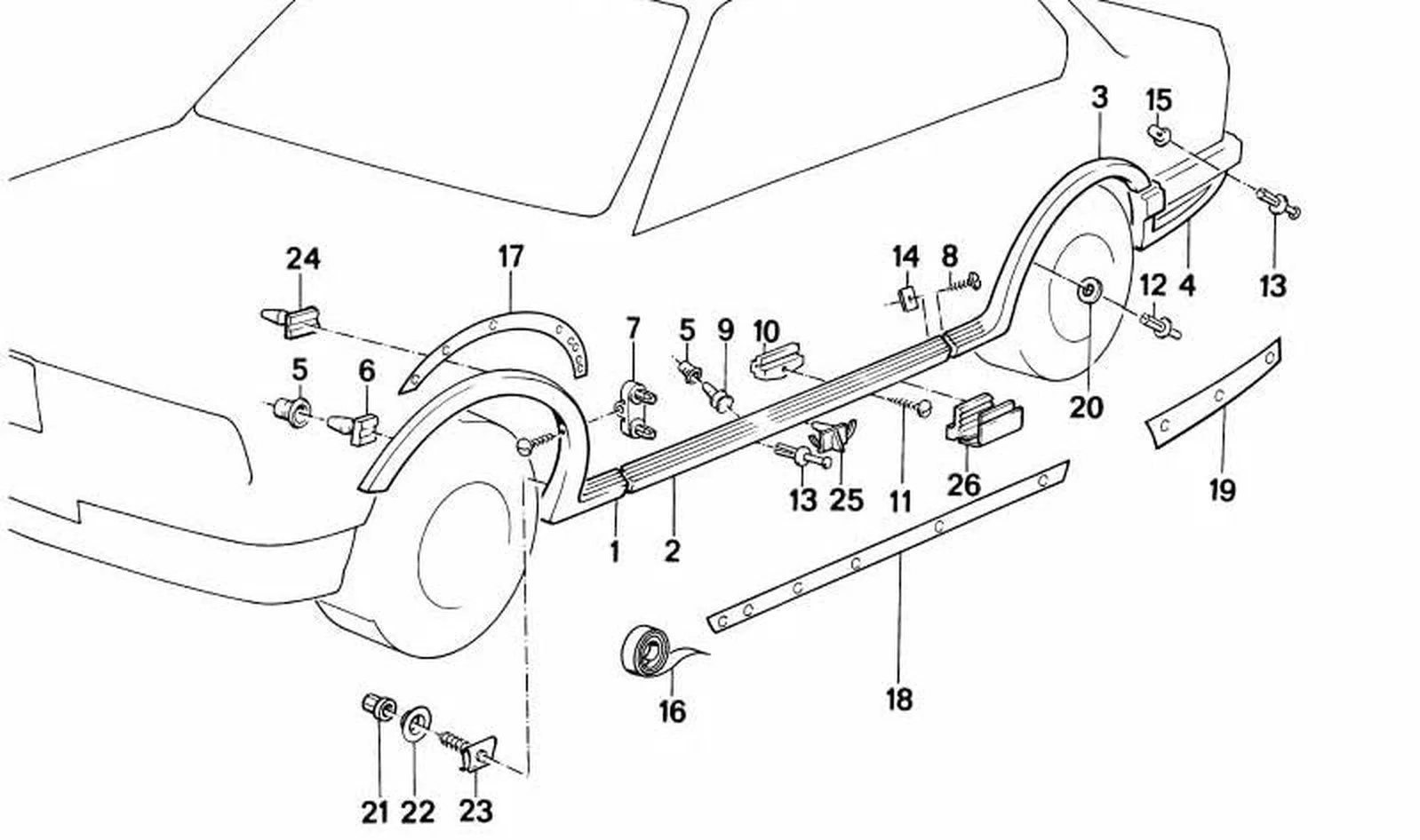 BMW 3 Serisi E30 Sağ Taş Koruma Kaplaması 51711934946