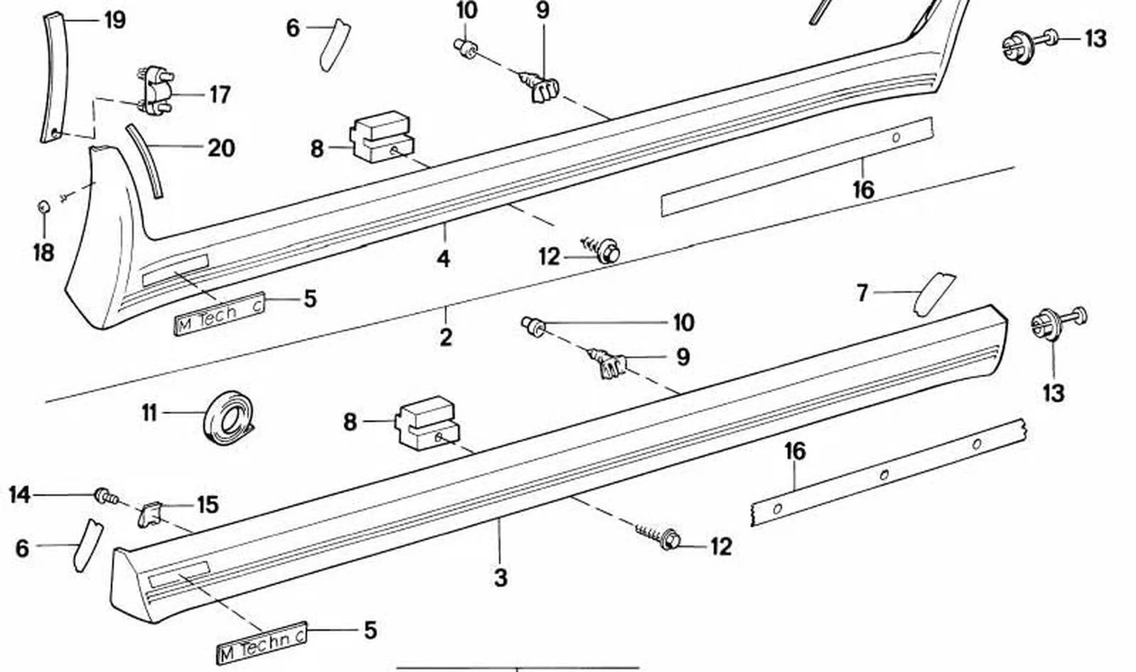 BMW 3 Serisi E30 M Technic Marşpiyel Delme Şablonu 51711953488
