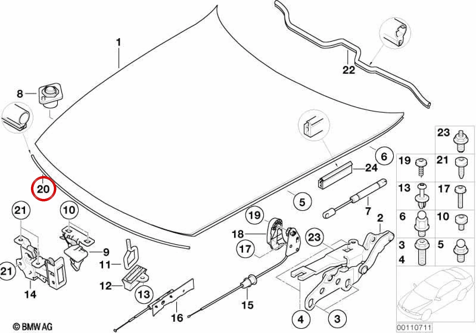 BMW Z4 E85 E86 Kaput Ön Kenar Contası 51717053532