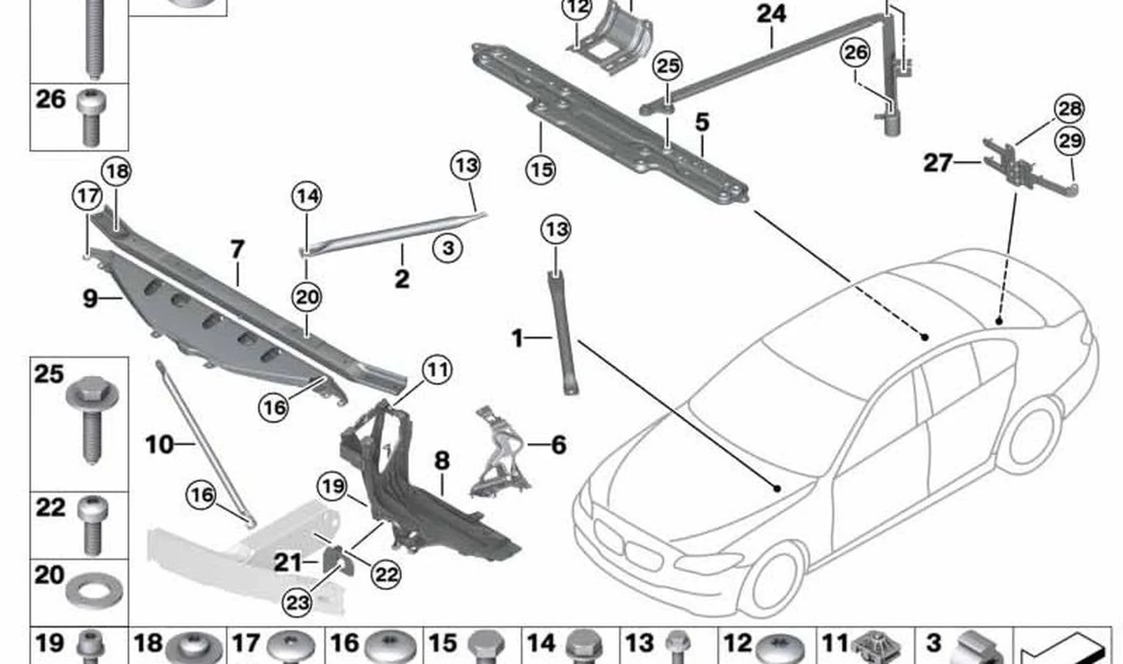BMW 5 Serisi F07 Arka Sağ Gövde Takviye Gergisi 51717187698