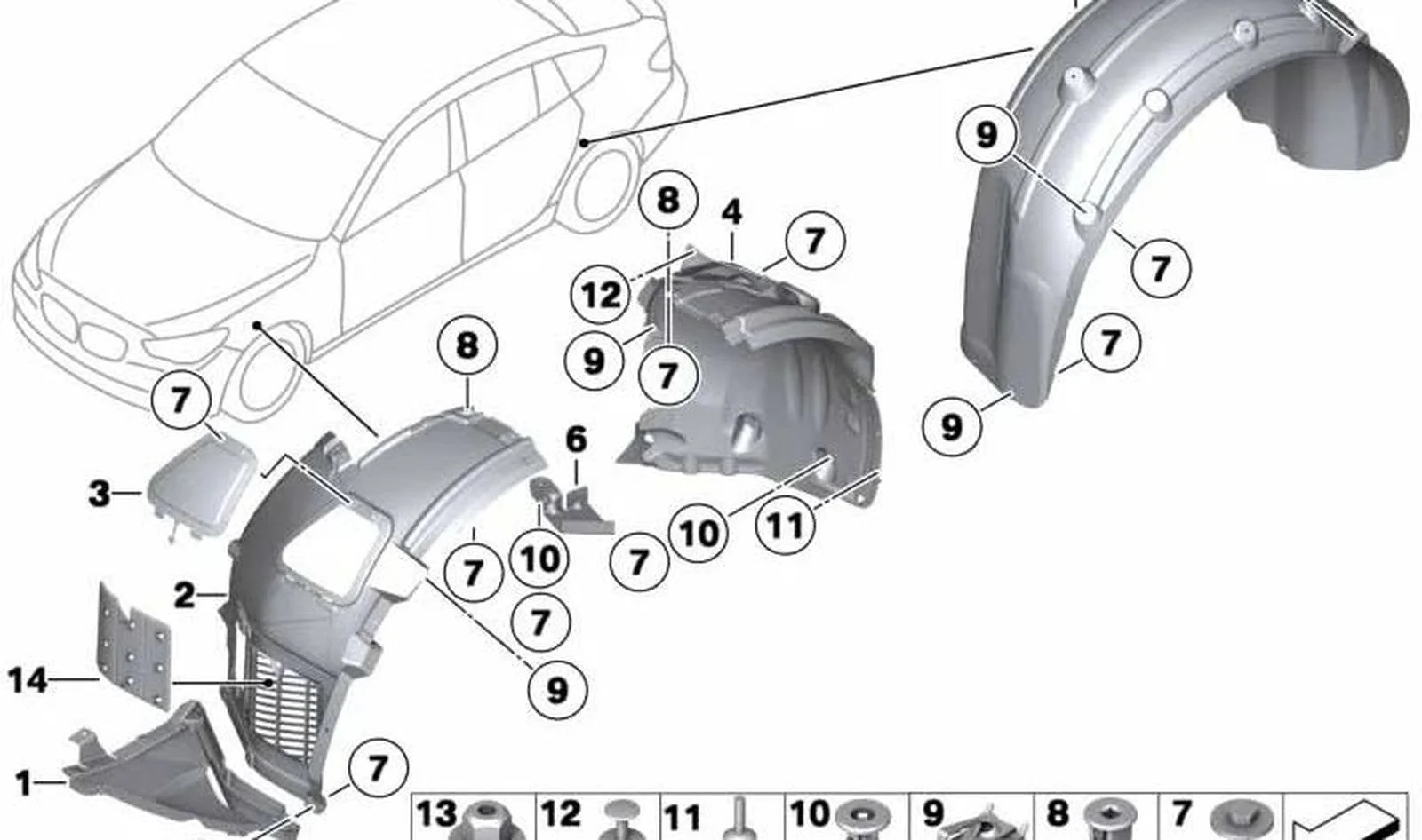BMW 5 Serisi F07 Arka Sağ Çamurluk Davlumbazı 51717193504