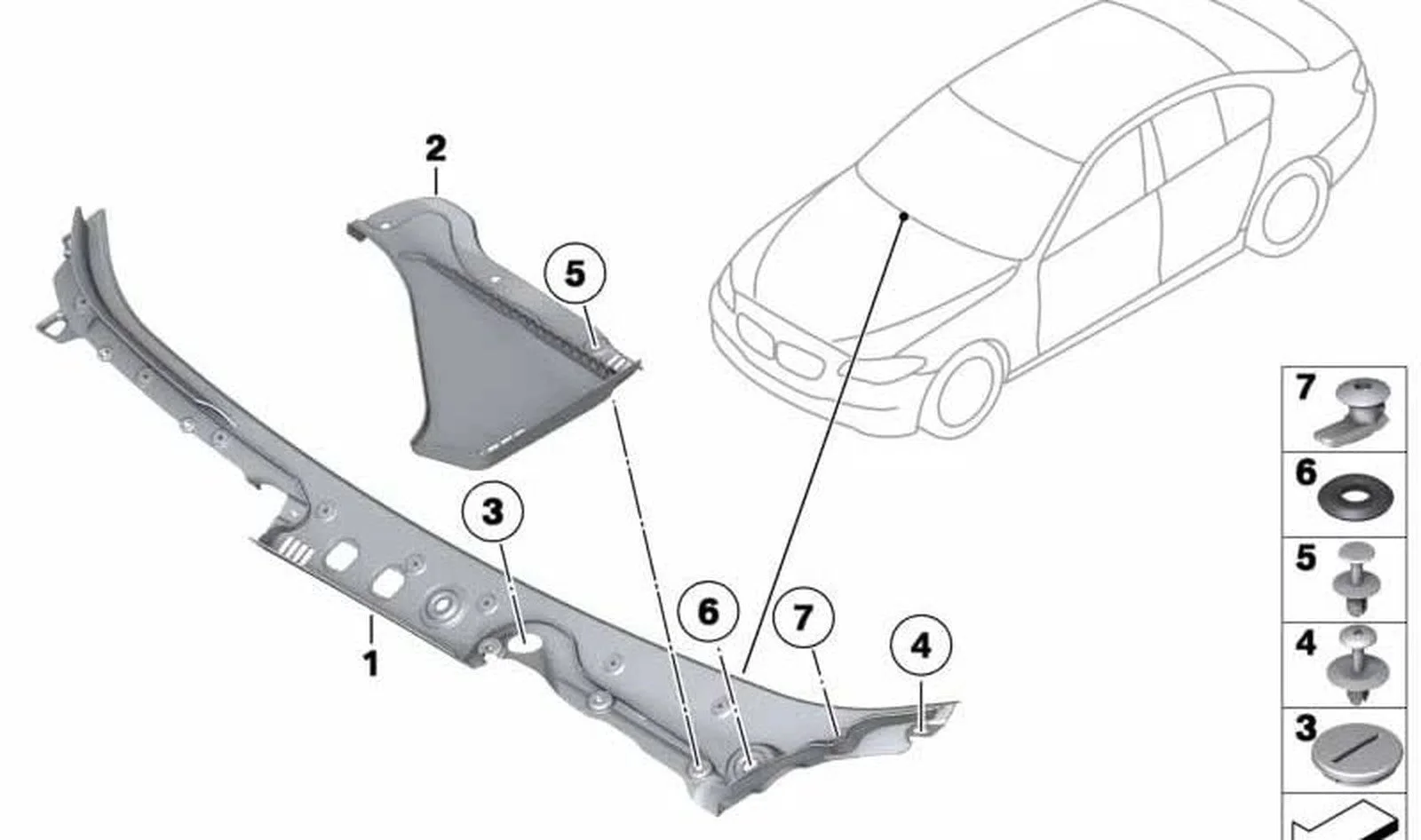 BMW 5 Serisi F10 F11 Ön Cam Alt Silecek Kaplaması 51717203125
