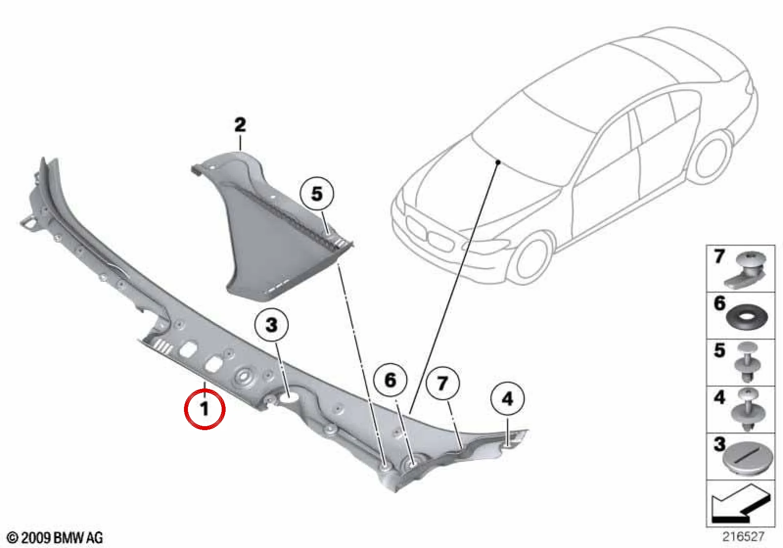 BMW 5 Serisi F10 F11 Ön Cam Alt Silecek Kaplaması 51717203125