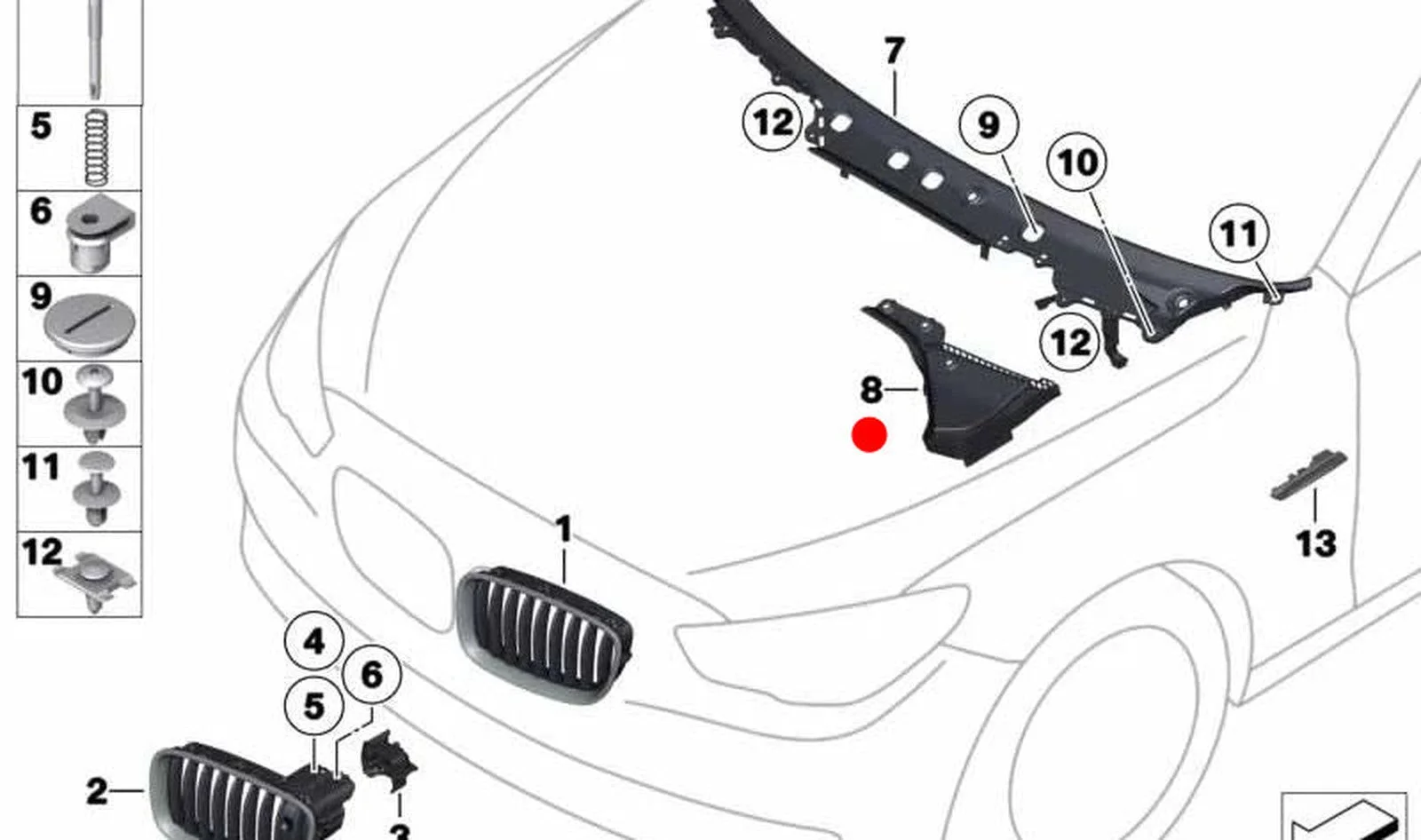 BMW 5 Serisi F07 F10 F11 F18 Ön Cam Alt Plastik Kaplama 51717220181