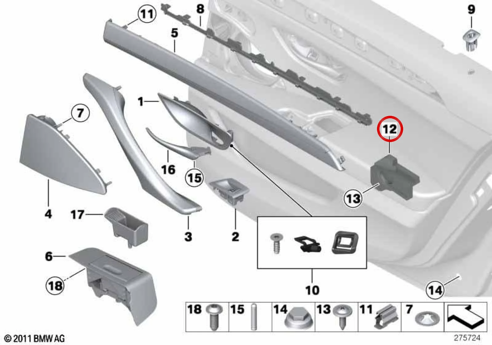 BMW 5 Serisi F10 F11 Arka Sol Kapı Darbe Koruyucusu 51717270091