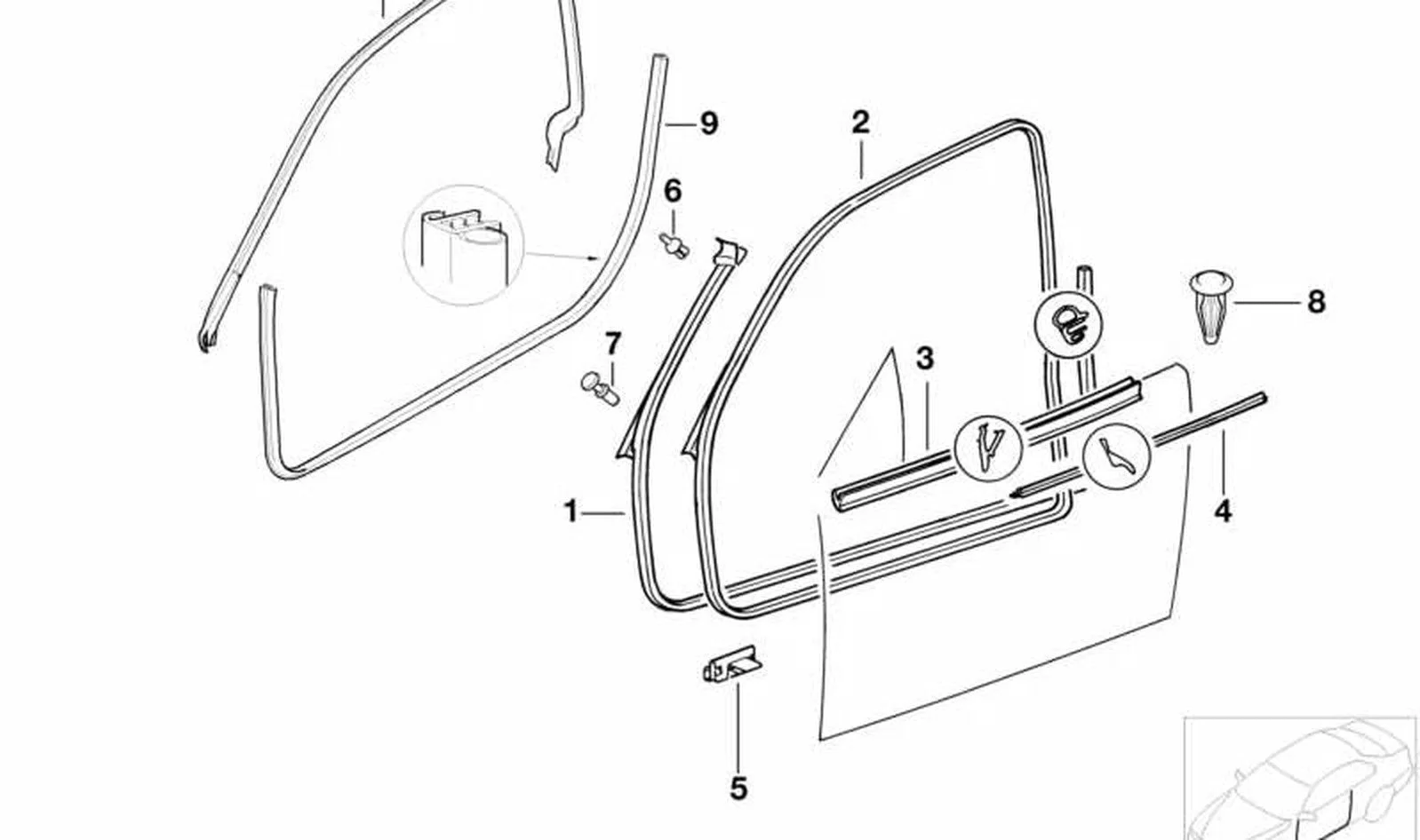 BMW 3 Serisi E36 Ön Sağ Kapı Fitili Koyu Gri 51718176274