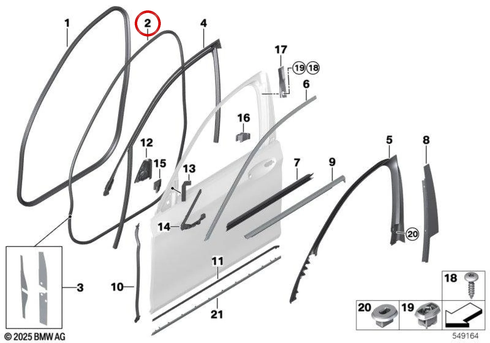 BMW F40 G20 G22 G30… Kapı Contası 51727390750