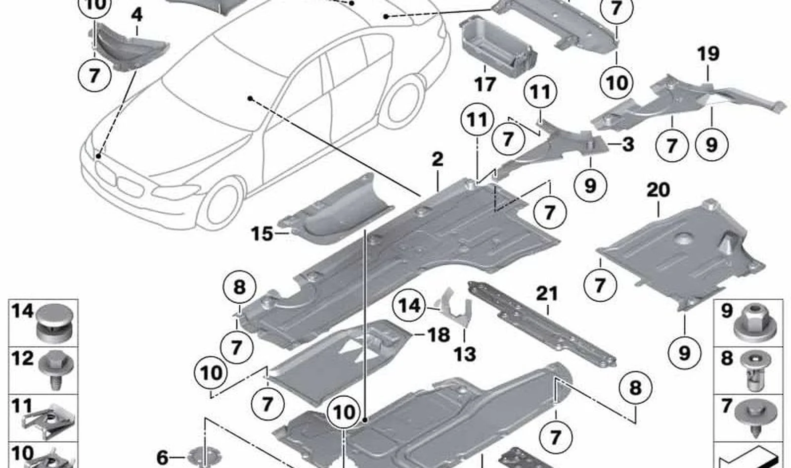 BMW 5 Serisi F10 F11 Orta Alt Kapak 51757207895