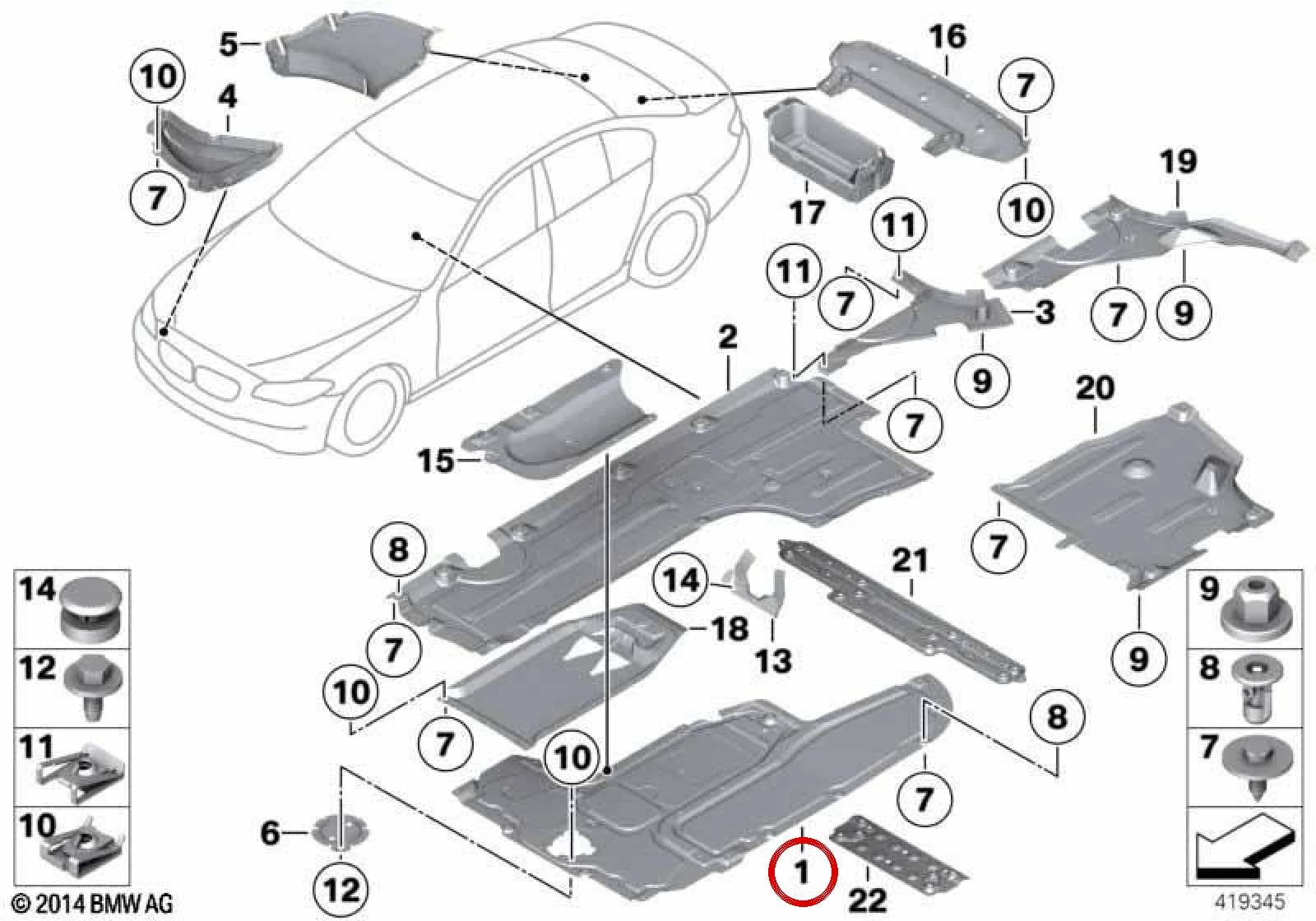 BMW 5 Serisi F10 F11 Orta Alt Gövde Koruyucusu 51757207898