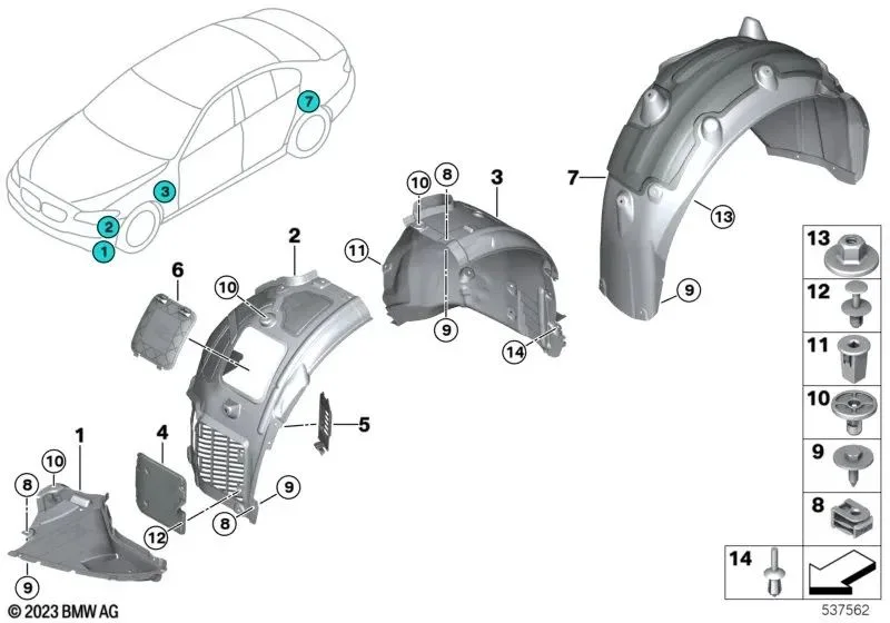 BMW 5 Serisi G30 G31 Sol Alt Muhafaza Kapağı 51757478703