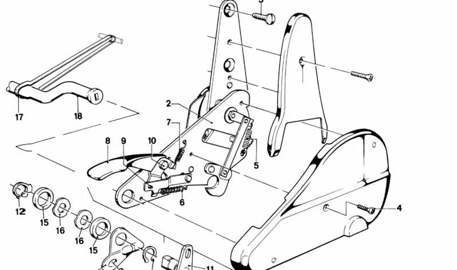 BMW E21 E24 Sağ Dış Koltuk Sırt Ayar Mekanizması 52101855364