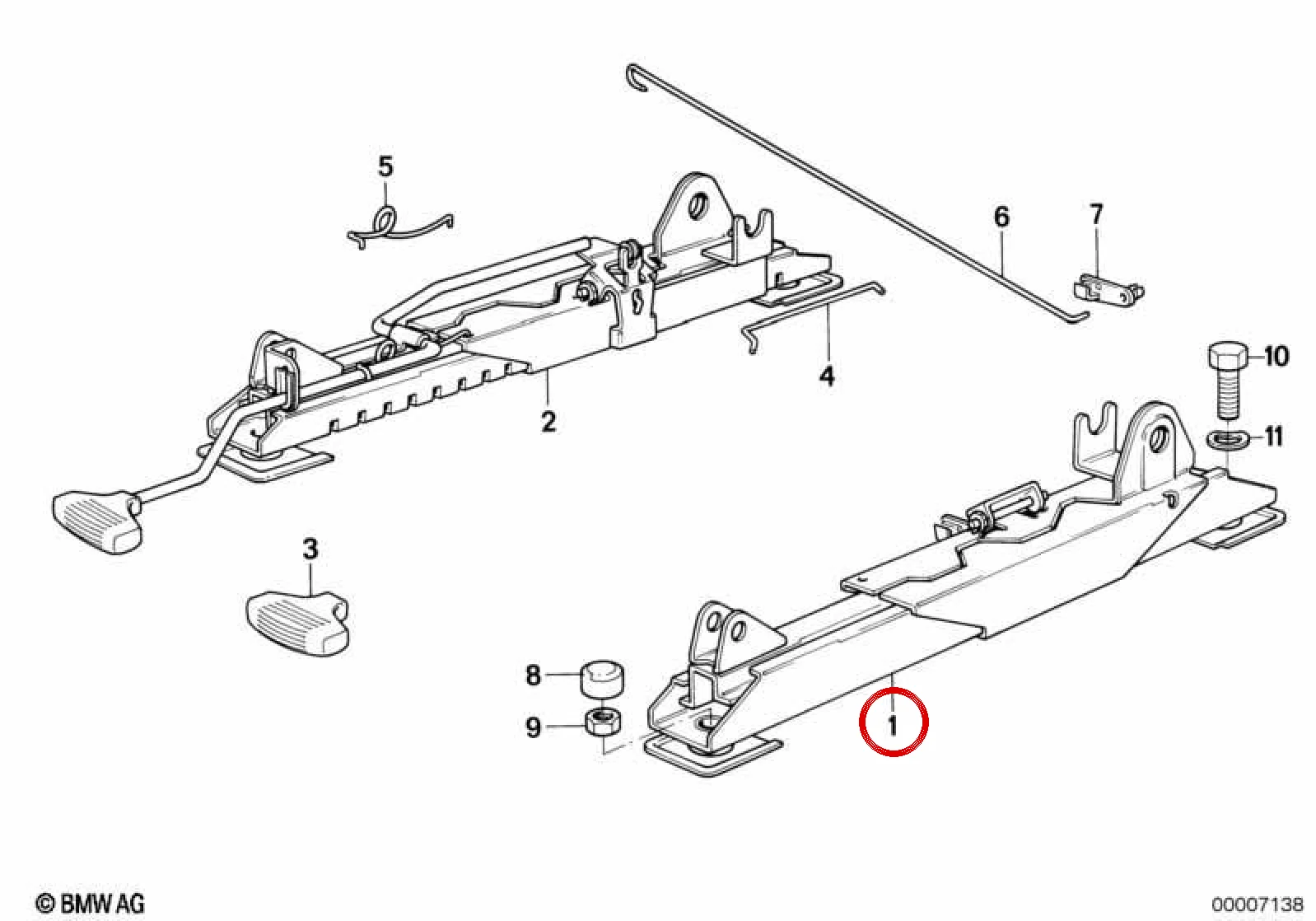 BMW 3 Serisi E30 Sol Koltuk Dış Rayı 52101941979