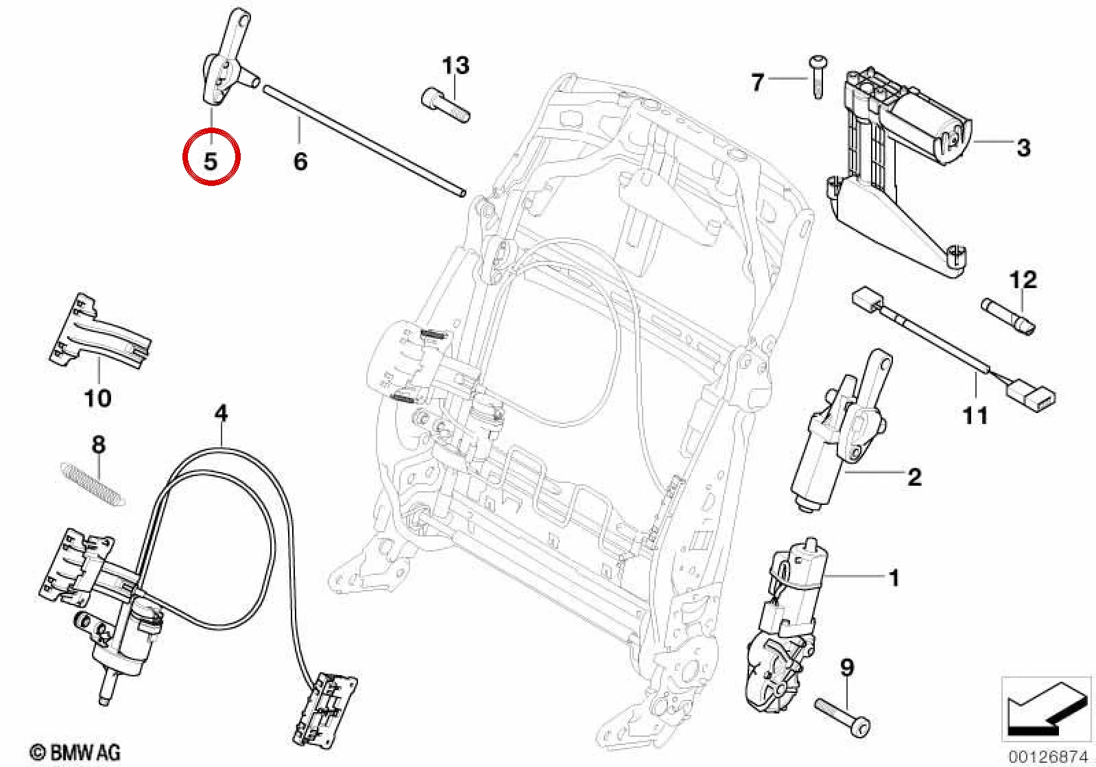 BMW E60 E61 E65 E66… Arka Koltuk Isıtma Parçası 52107068054
