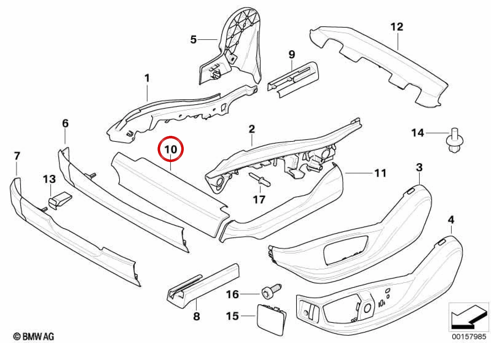 BMW E70 E71 E72 Ön Sol Koltuk Üst Ray Kapağı Bej 52107170715
