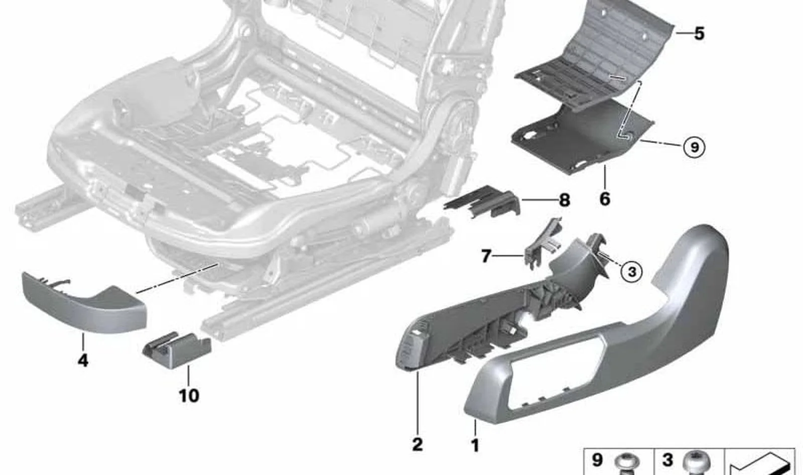 BMW F06 F12 F13 F33… Ön Koltuk Sağ Yan Braketi 52107228316