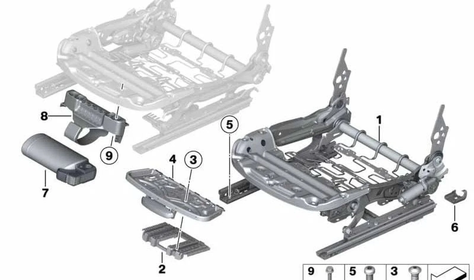 BMW F20 F30 F36 Sağ Elektrikli Koltuk Mekanizması 52107243530