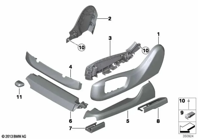BMW F01 F02 F07 F10… Sağ Dış Koltuk Kaplaması Oyster 52107318978