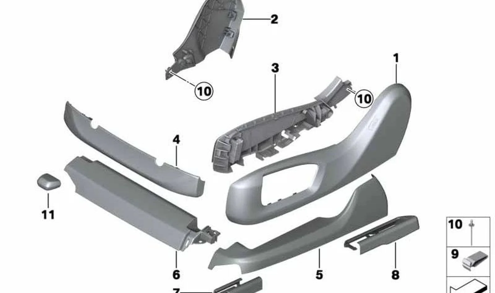 BMW F01 F02 F07 F10… Ön Koltuk Manuel Ayar Kaplaması 52107319003