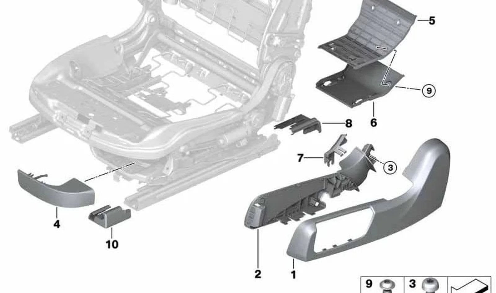 BMW 4 Serisi F33 Sol Koltuk Yan Trimi 52107340017