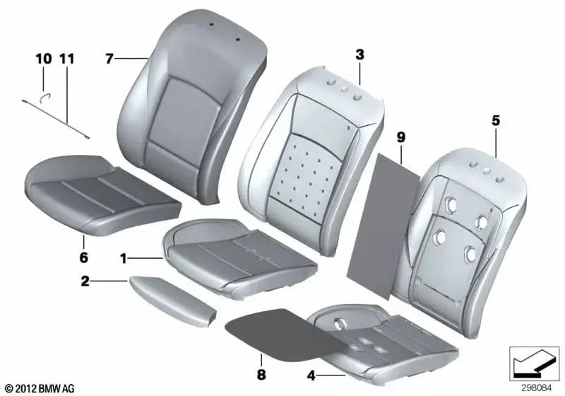 BMW 5 Serisi F07 F10 F11 F18 Sol Konfor Koltuk Deri Sırtlık Kılıfı 52107350167