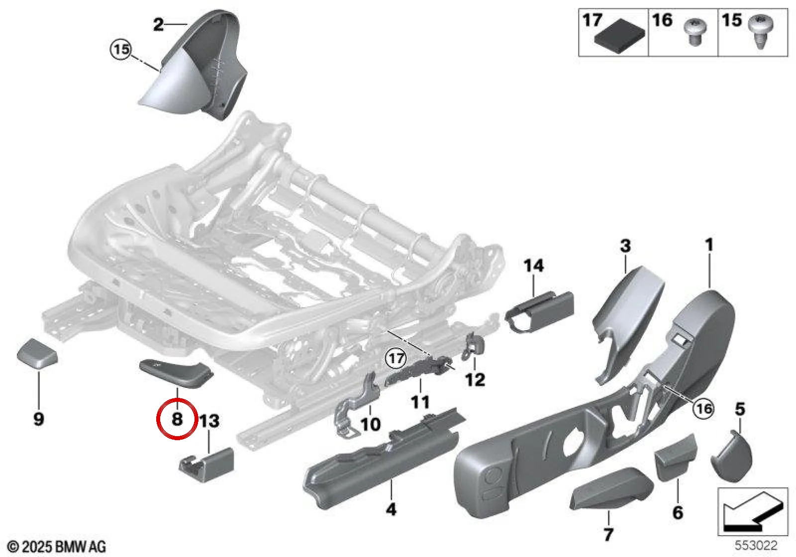 BMW G01 G02 G20 G21… Sağ Koltuk Eğim Ayar Kolu 52107415096