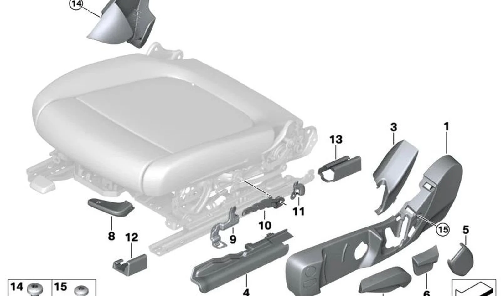BMW G01 G02 G20 G21… Sol Koltuk Sırtlık Yatırma Kolu 52107415097