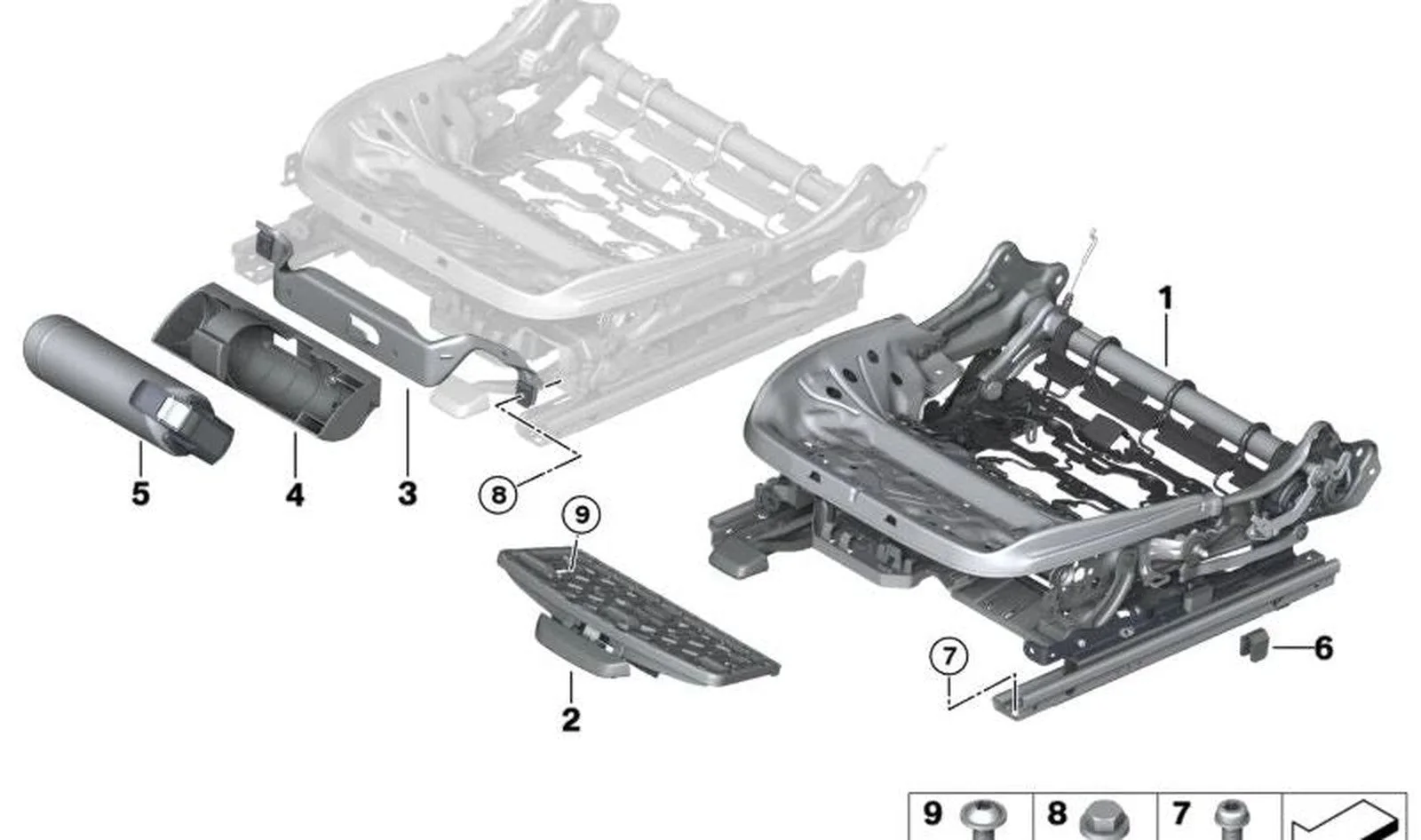 BMW G22 G42 Sol Manuel Koltuk Alt Şasesi 52107421843