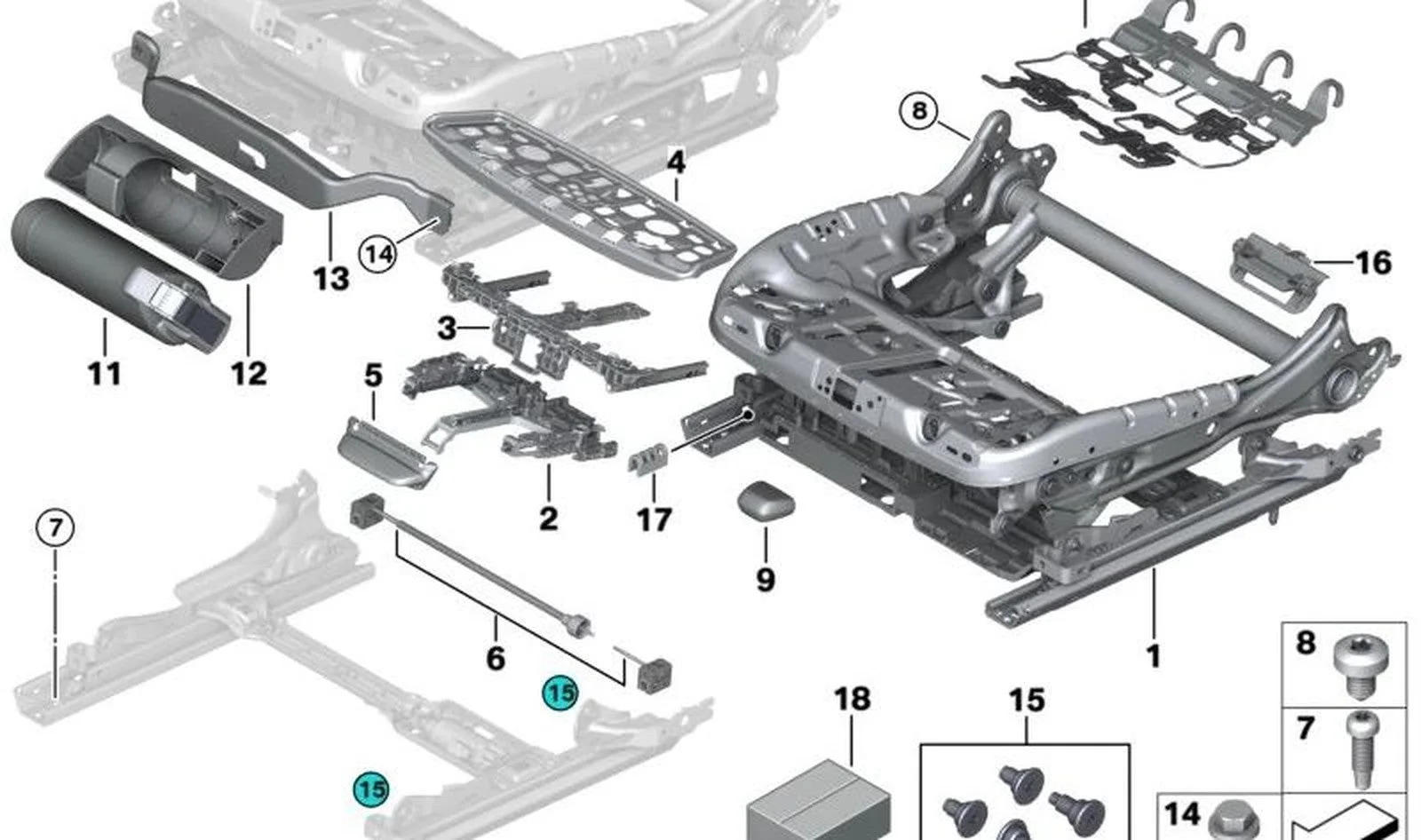 BMW F01 F02 F07 F10… Oturak Uzatma Ayar Mekanizması 52107424507