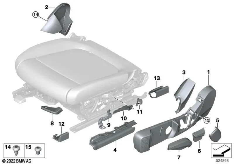 BMW G20 G21 G22 G42 Koltuk Orta Sol Kaplama Tutucusu 52107431671