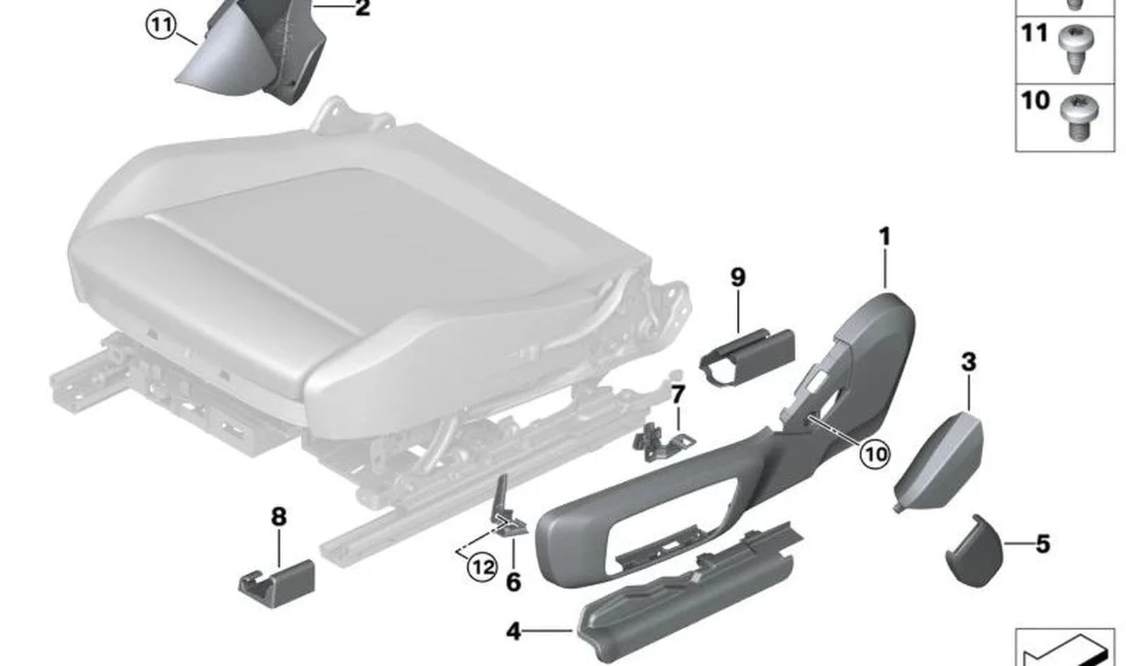 BMW F90 F91 F92 F93… Ön Sol Koltuk Kaplama Taşıyıcısı 52107433525