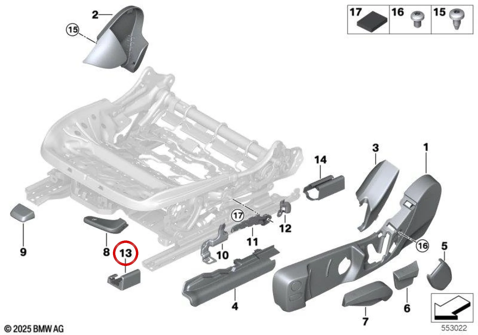 BMW G20 G21 G22 G23… Sağ Koltuk Rayı Dış Kapağı 52107448268