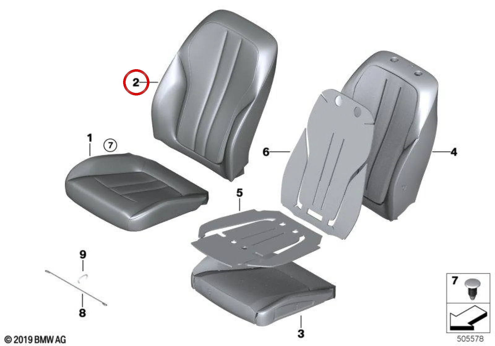 BMW G30 G31 G32 Sol Koltuk Sırtlık Kumaş Kılıfı 52107452339