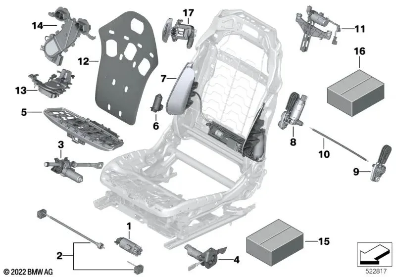 BMW F07 F10 F15 F16… Koltuk Ayar Esnek Mil Takımı 52107454056