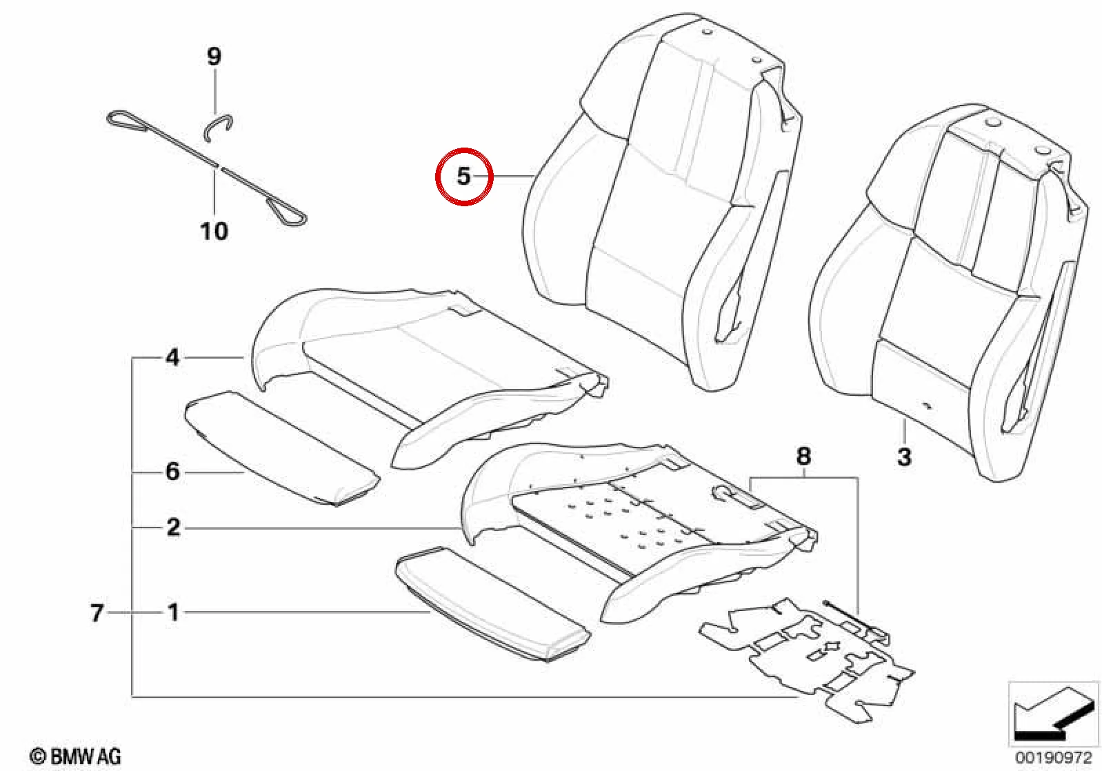 BMW 3 Serisi E93 Sol Deri Sırtlık Kılıfı Fuchsrot 52108038633