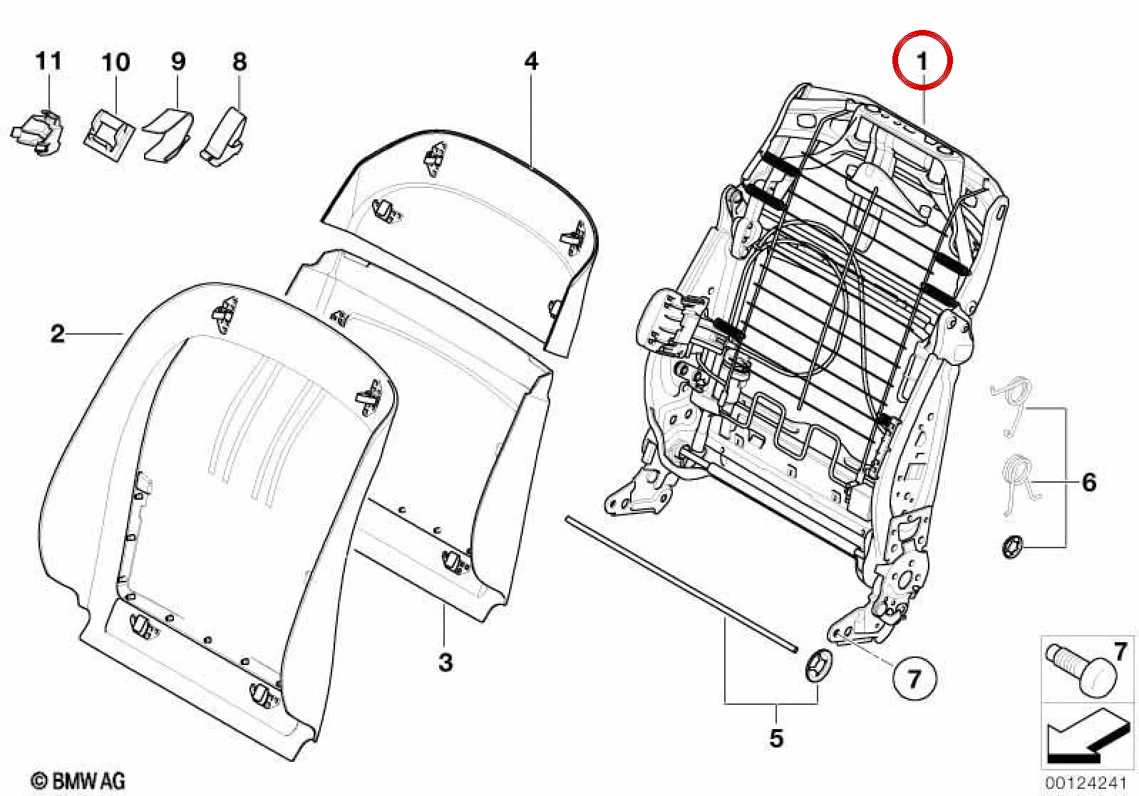 BMW 5 Serisi E60 E61 Ön Koltuk Sırtlık İskeleti 52108043868
