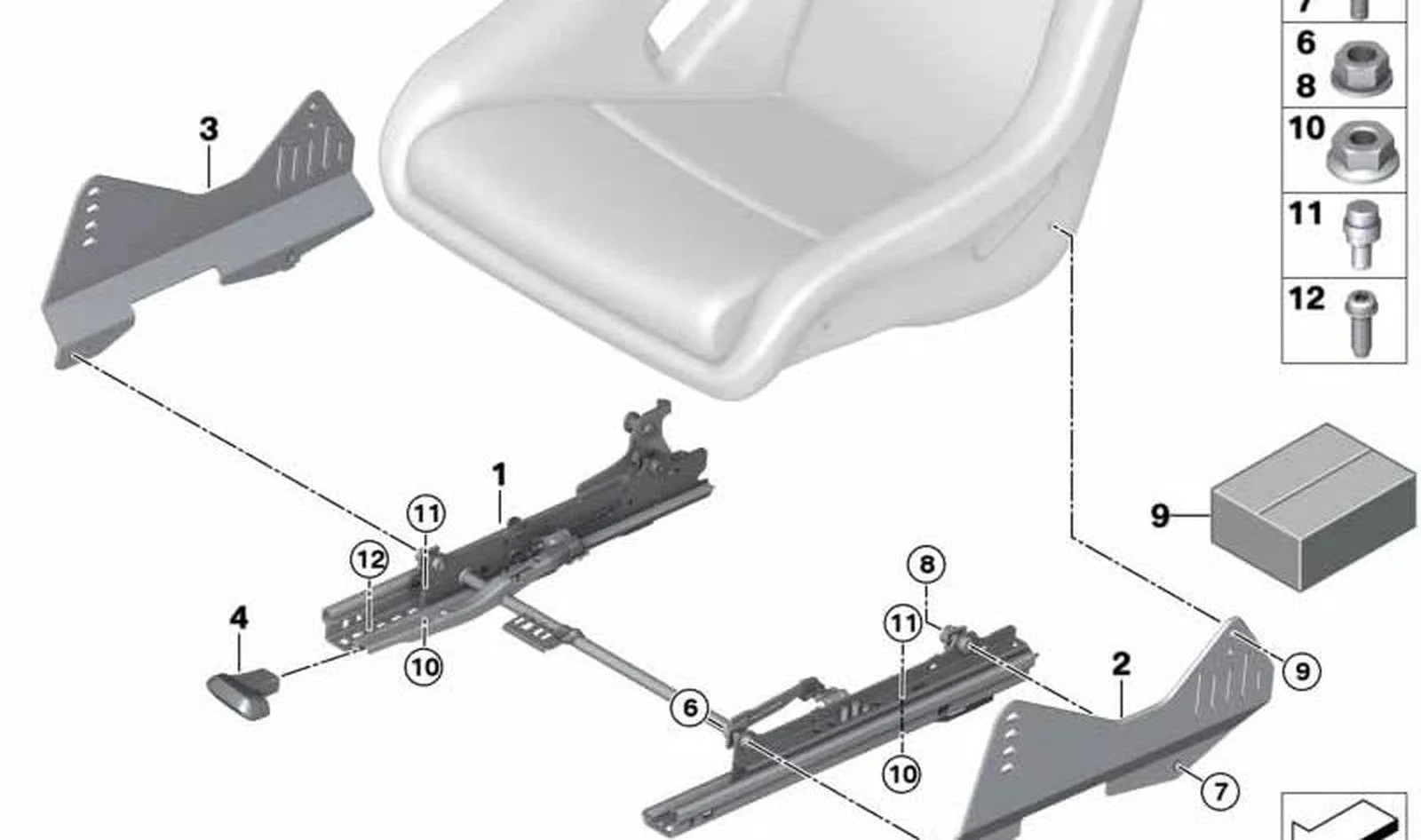 BMW 4 Serisi F83 Sağ Dış Kova Koltuk Adaptörü 52108075098