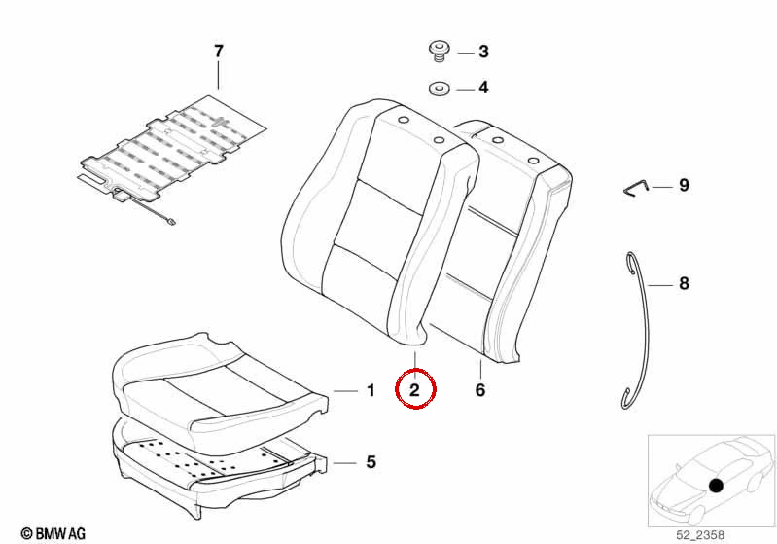 BMW E38 E39 Gri Deri Sırtlık Kılıfı 52108253285