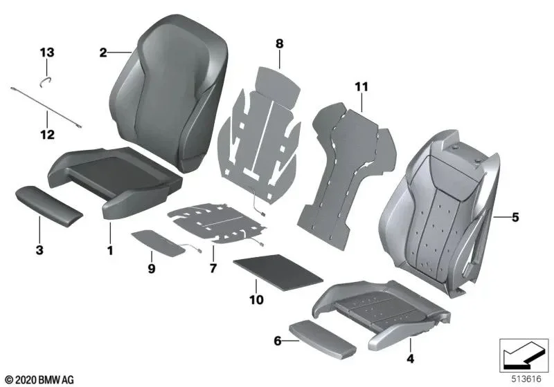 BMW G01 G02 G20 G22… Sol Spor Sırt Döşemesi Deri Siyah 52108746041
