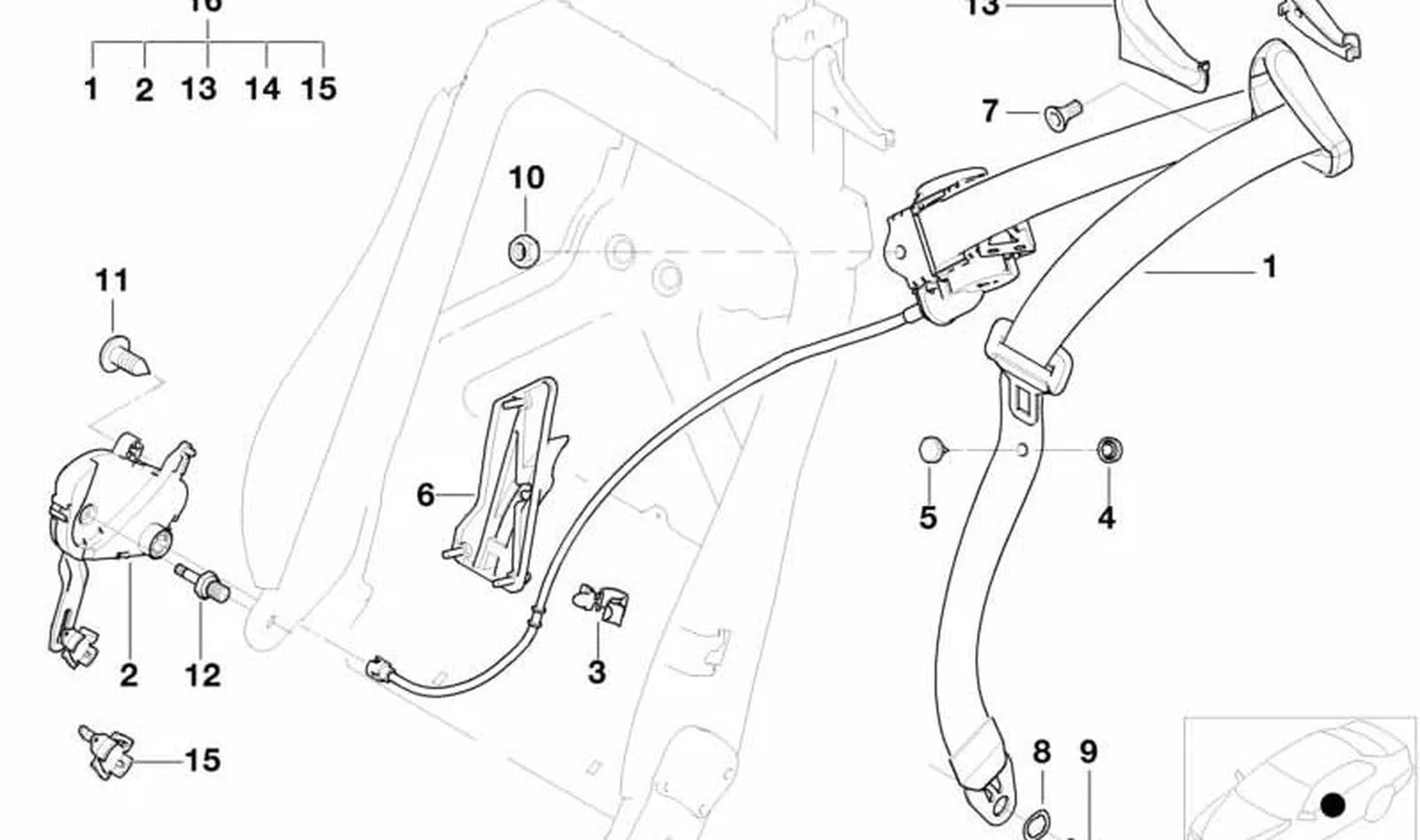 BMW 3 Serisi E46 E93 Sağ Emniyet Kemeri Bağlantı Mekanizması 52109113982