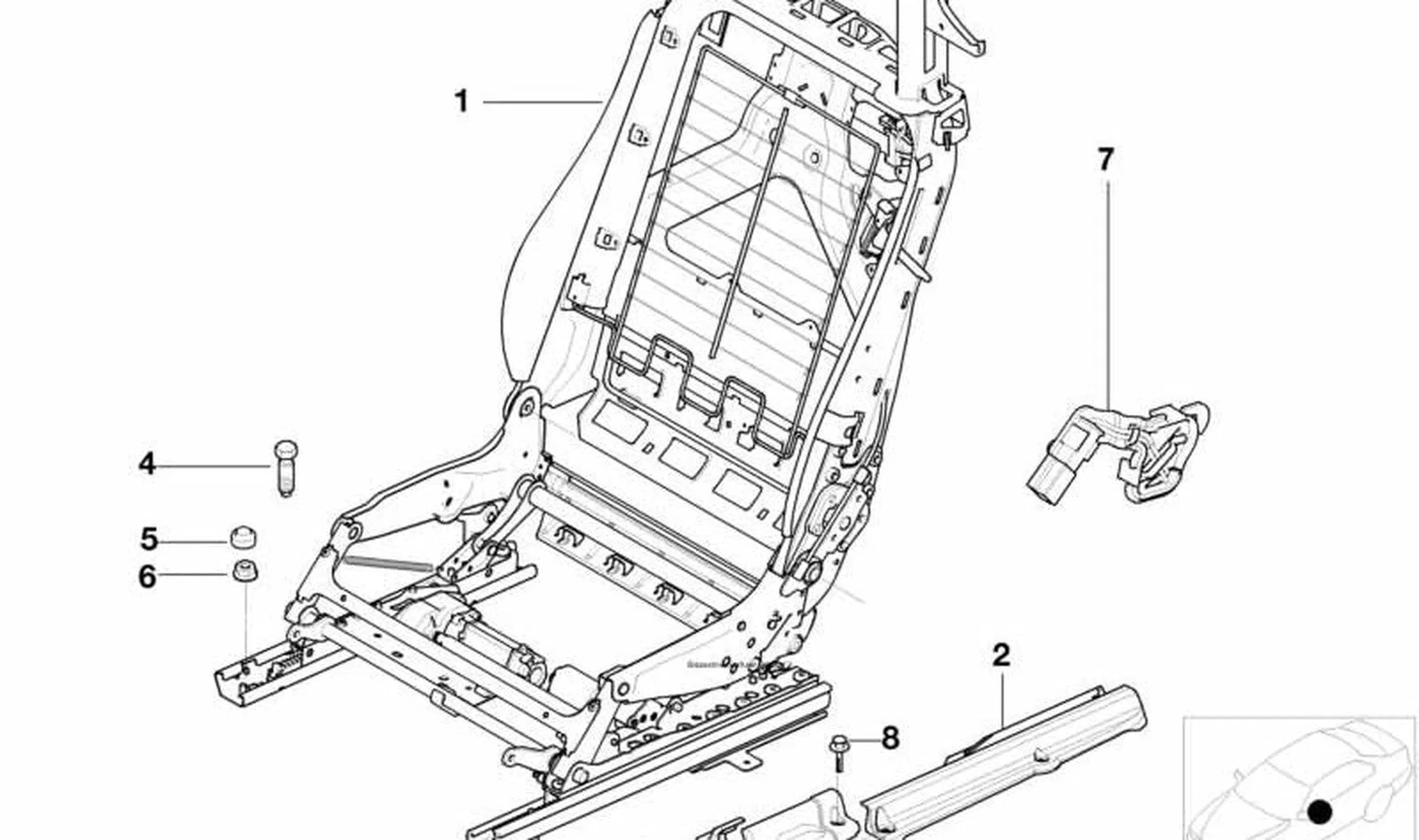 BMW 3 Serisi E46 Sağ Koltuk Sırtlık İskeleti 52109118176