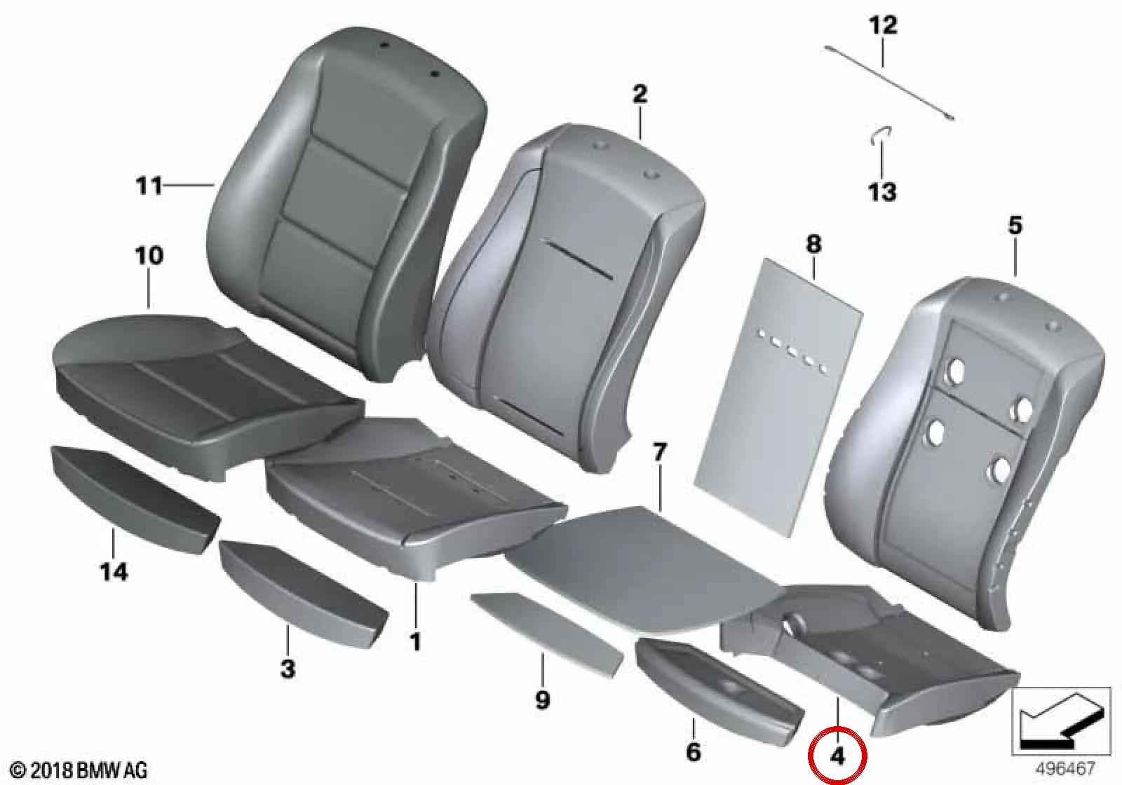 BMW E60 E61 E65 E66 Sağ Ön Spor Koltuk Dolgu Takımı 52109142354
