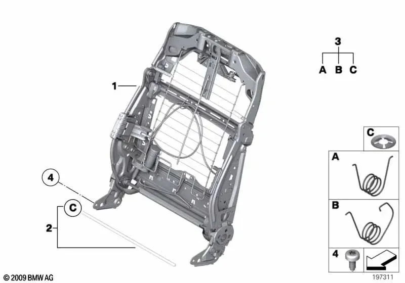 BMW 5 Serisi F10 F11 F18 Standart Koltuk Sırt Çerçevesi 52109144893