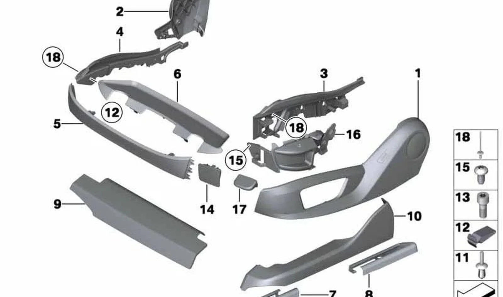 BMW 5 Serisi F07 F10 F11 F18 Koltuk Döşemesi Sol Dış Bağlantı Braketi 52109157173
