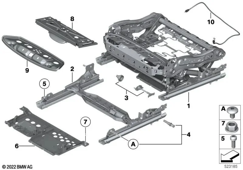 BMW F01 F02 F04 F07… Sağ Konfor Koltuk Rayı 52109168754