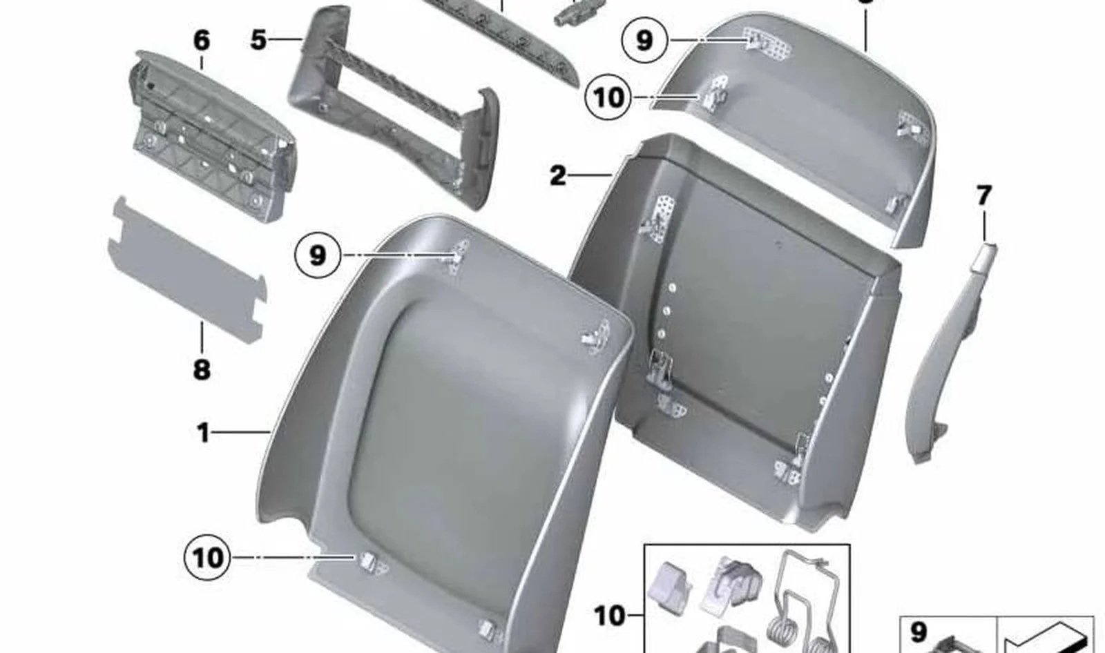 BMW F01 F02 F04 F10… Konfor Koltuk Sırt Üst Paneli Oyster 52109173678