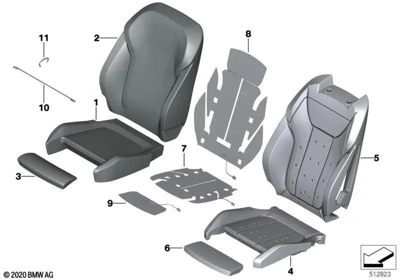 BMW G22 G42 Sol Sportif Koltuk Deri Sırt Kılıfı 52109466667