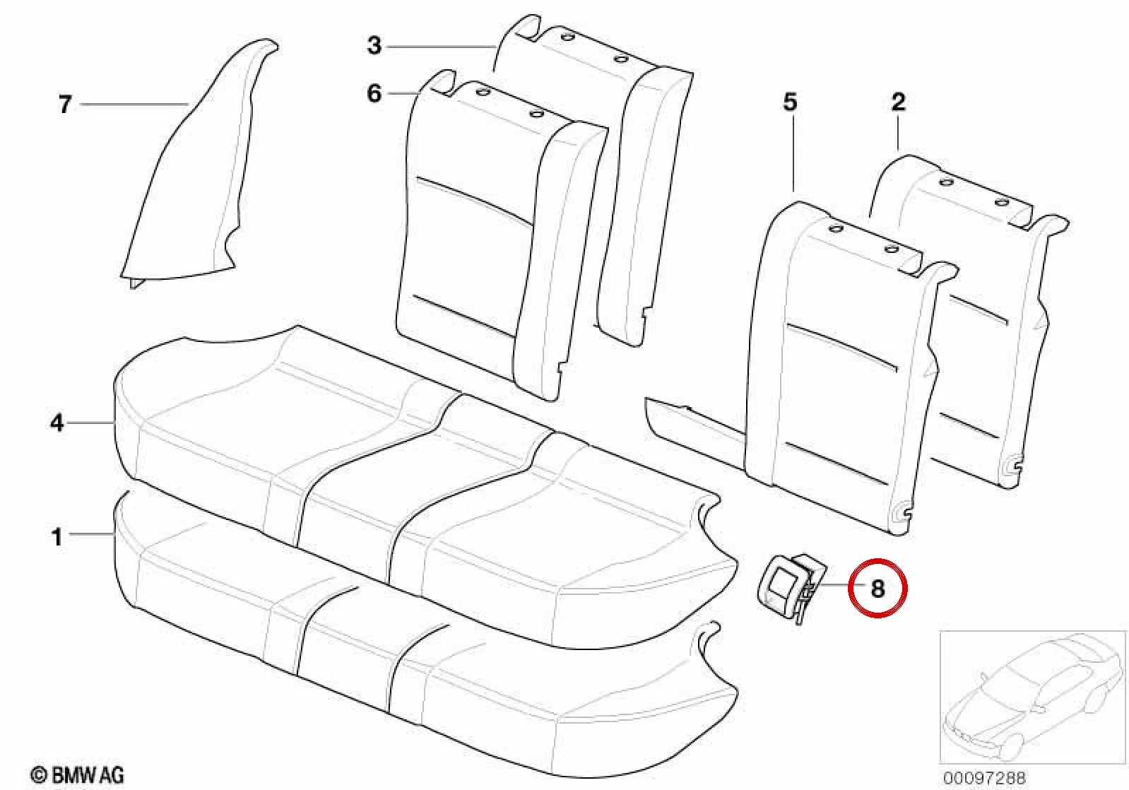 BMW 5 Serisi E39 ISOFIX Bağlantı Kapağı Gri 52207053141