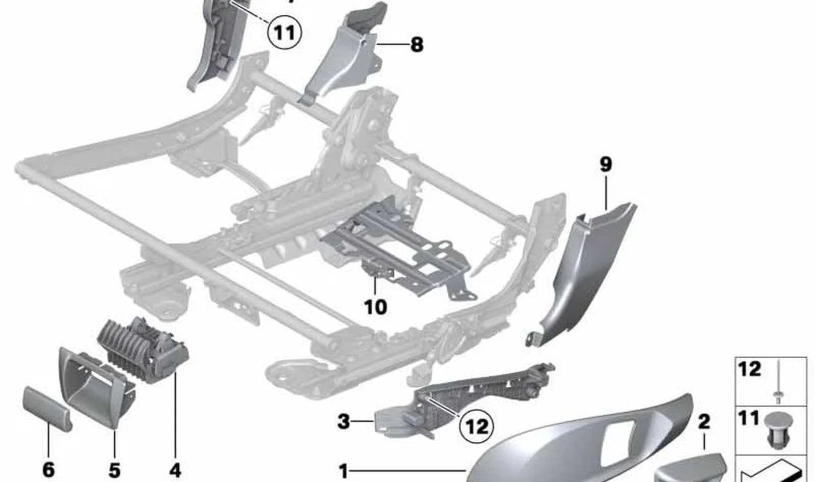BMW 5 Serisi F07 Standart Koltuk Sağ Yan Trimi 52207242124