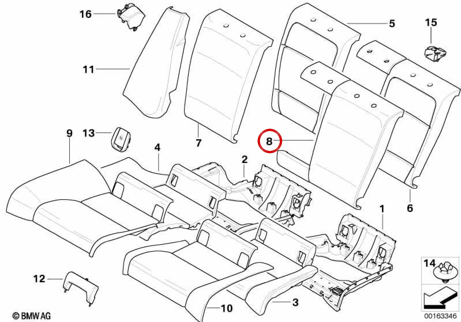 BMW 3 Serisi E92 Arka Sol Sırtlık Deri Kılıfı 52207266146