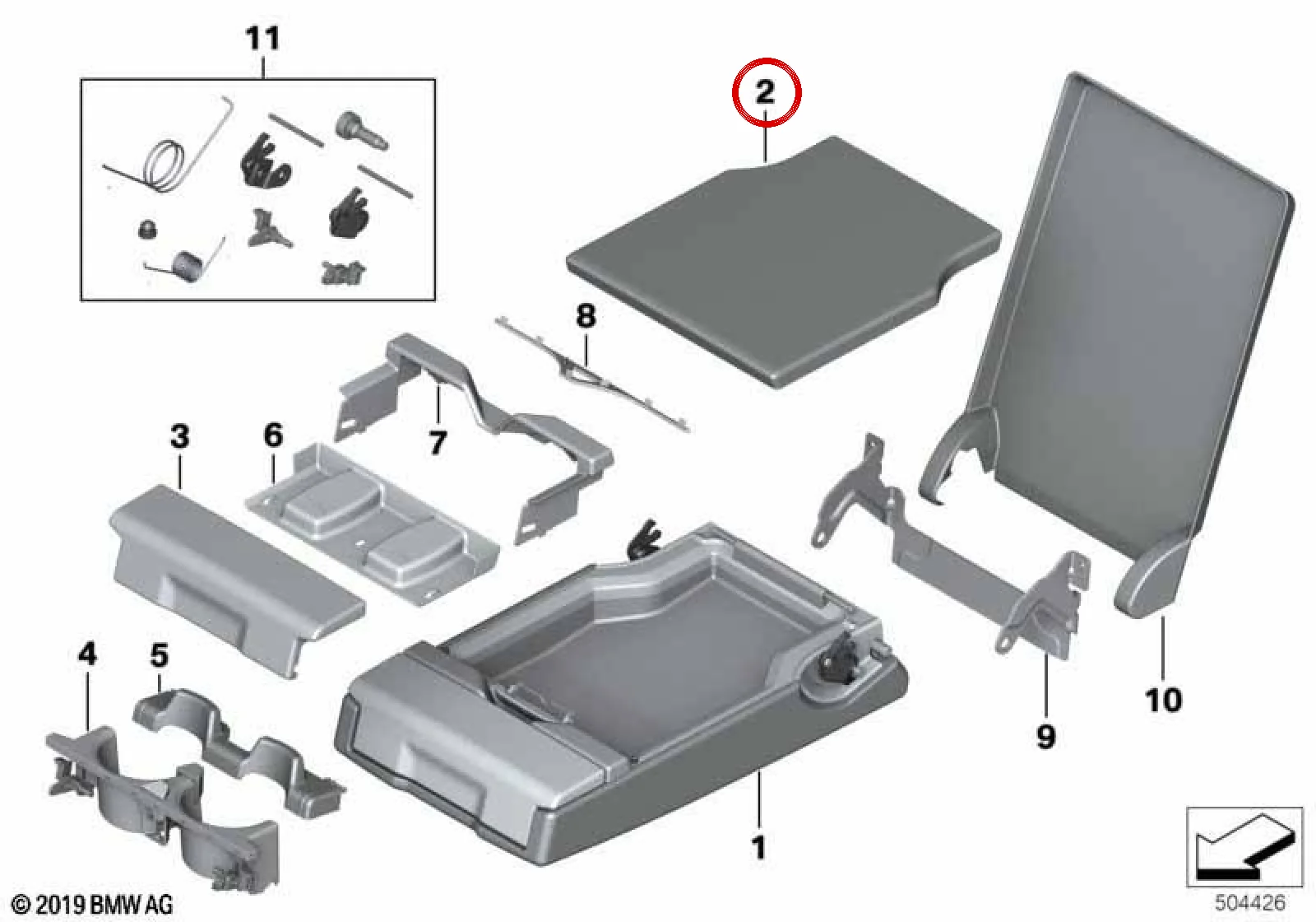 BMW F06 F10 F11 F18 Arka Orta Deri Kolçak 52207278023